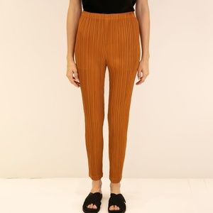 Issey Miyake Orange Pleated Trousers